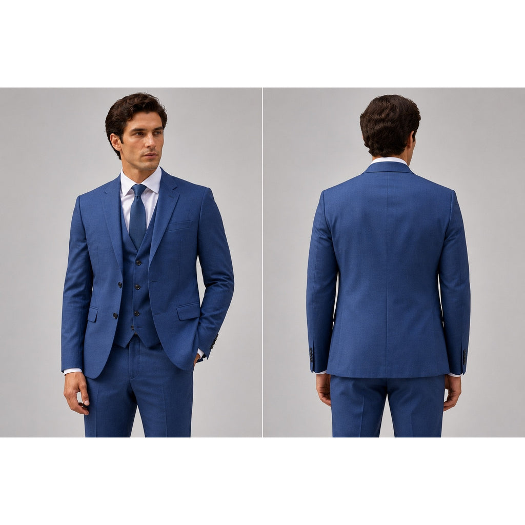 Calvin Klein X Slim Fit Stretch Three Piece Suit in Dark Blue Navy — Size 38R // Preowned