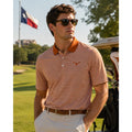 Peter Millar Texas Longhorns Striped Cotton Golf Polo in Burnt Orange, White — Size XL // Preowned