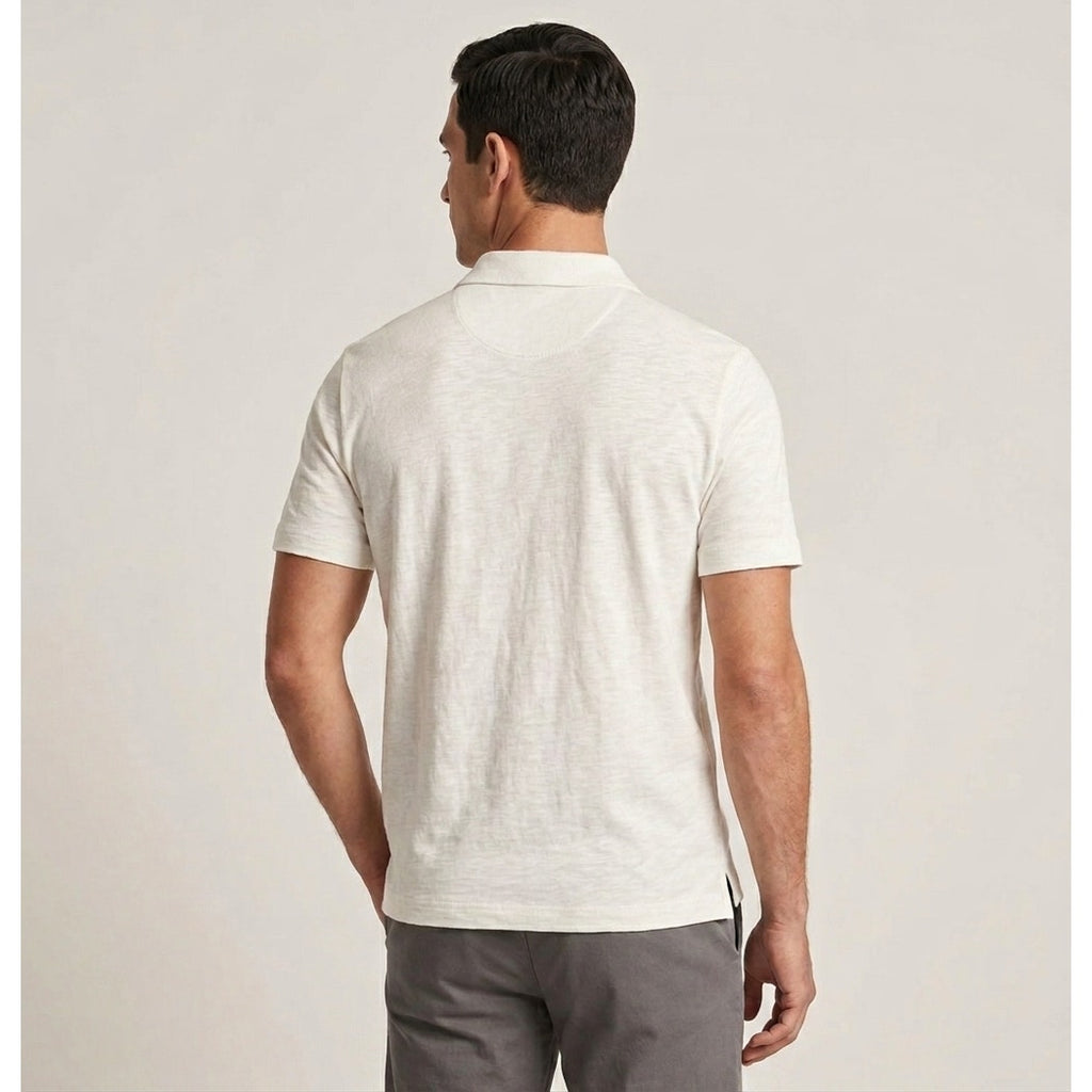 Theory Bron Cosmos Ivory Slub Cotton Polo - Small