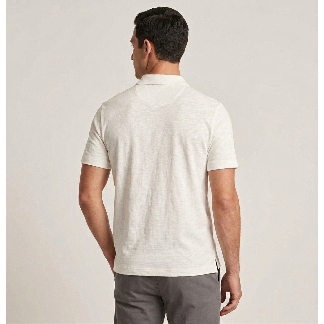 Theory Bron Cosmos Ivory Slub Cotton Polo - Small