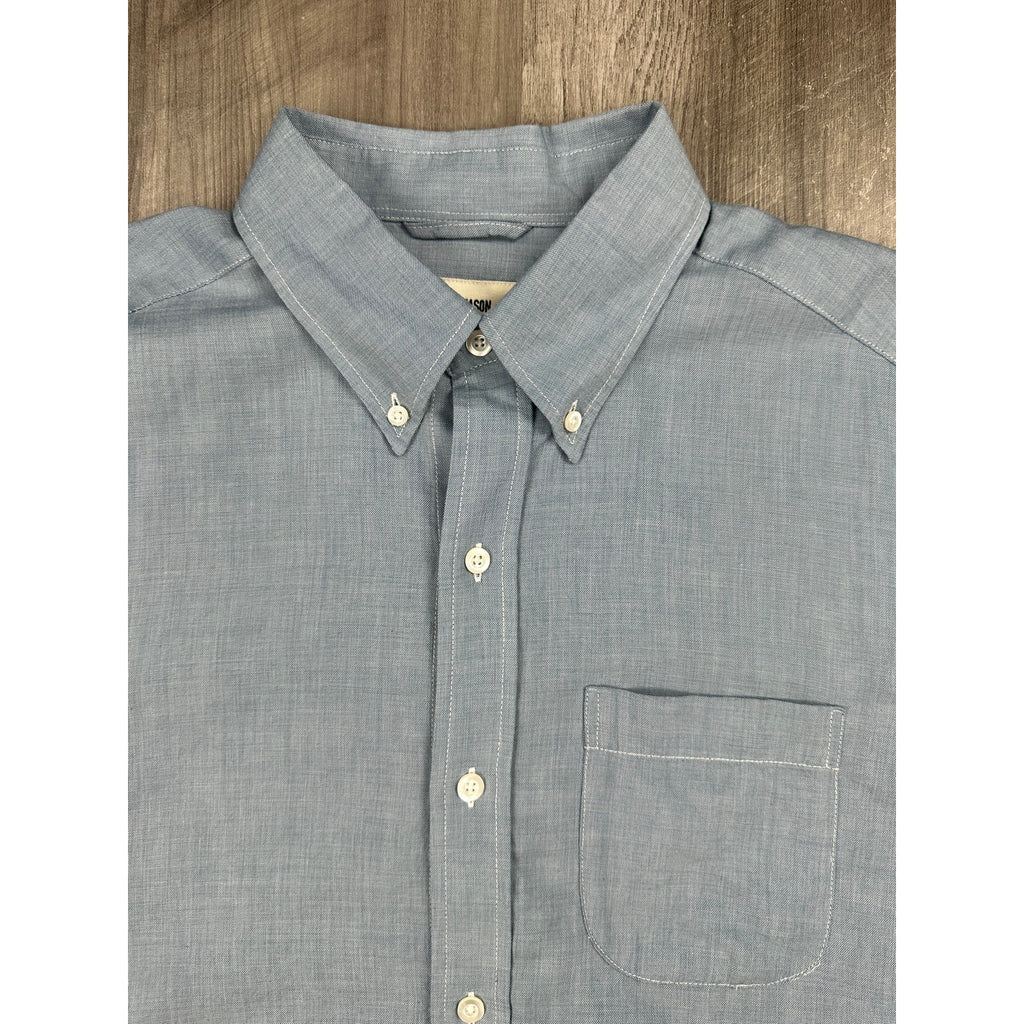 Buck Mason Japanese Chambray Long Sleeve Shirt in Blue — Size Medium