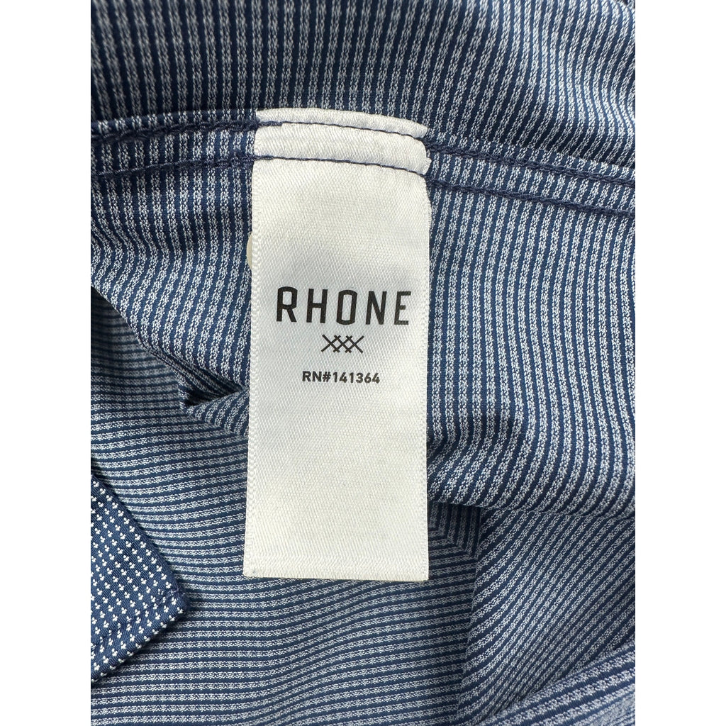Rhone Slim Fit Birdseye Long Sleeve Commuter Shirt in Navy, White — Size Medium // Preowned