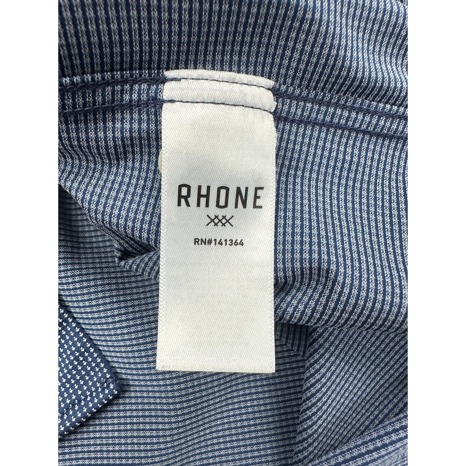 Rhone Slim Fit Birdseye Long Sleeve Commuter Shirt in Navy, White — Size Medium // Preowned