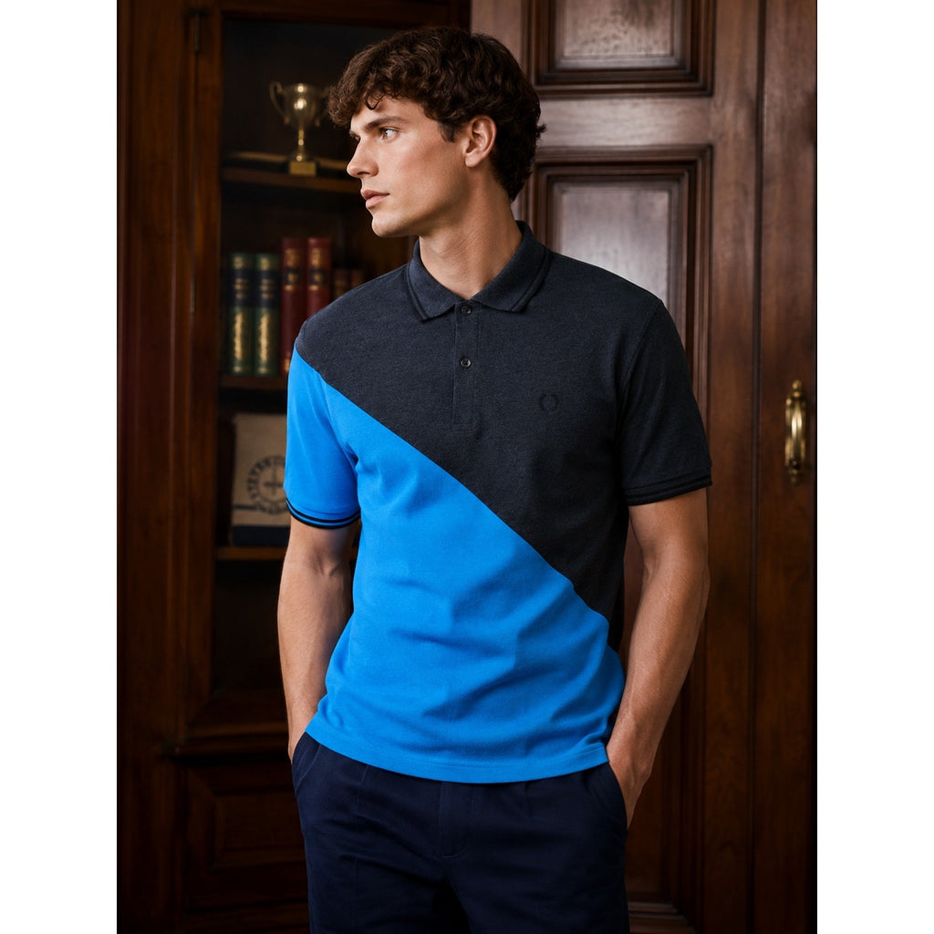 Fred Perry The Fred Perry Shirt Pique Polo Made in Portugal in Charcoal Blue — Size 44 (XL) // Preowned
