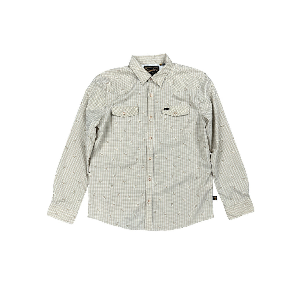 Howler Bros. H Bar B Tech Supernova Stripe Long Sleeve Snap Button in Leche — Size Medium // Preowned