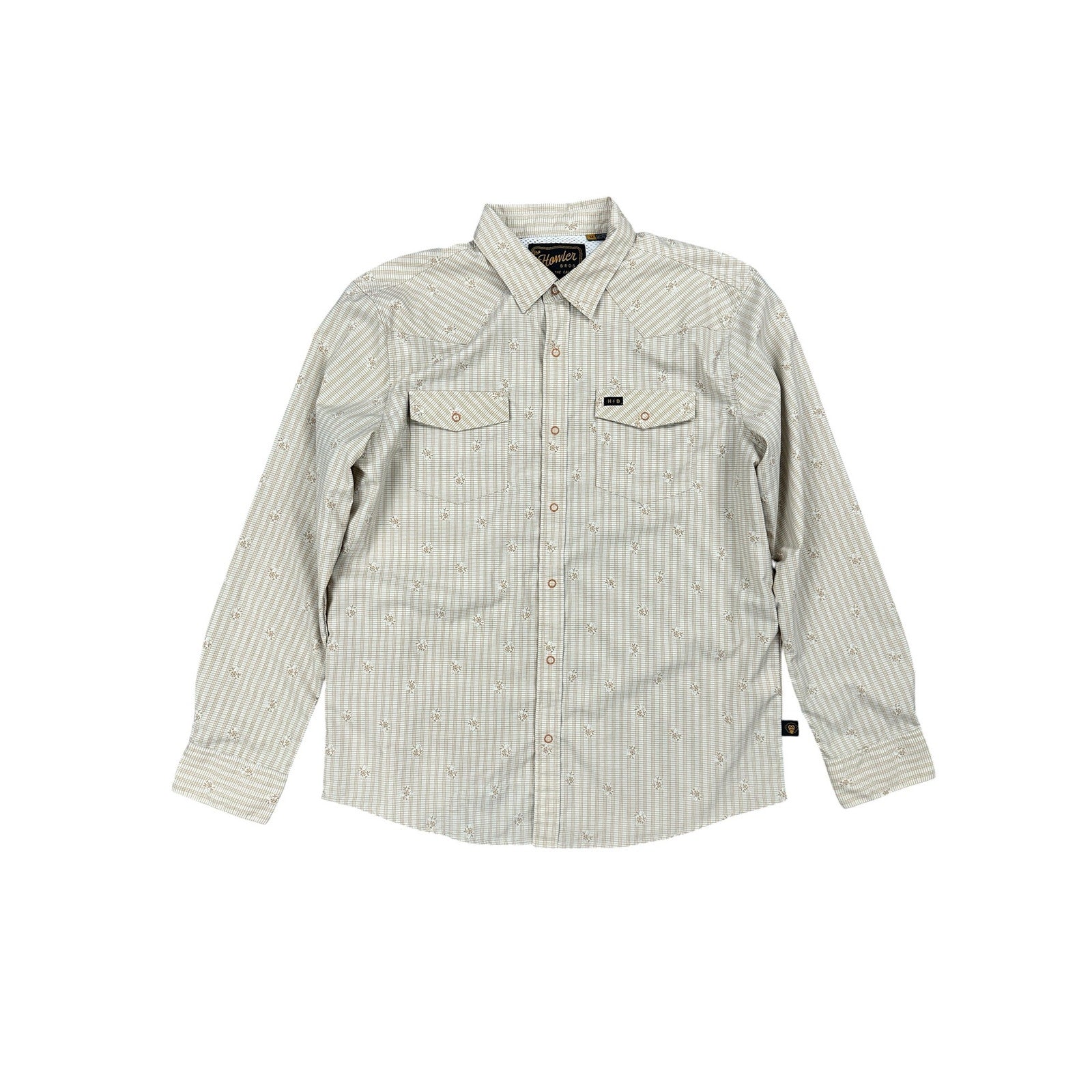Howler Bros. H Bar B Tech Supernova Stripe Long Sleeve Snap Button in Leche — Size Medium // Preowned