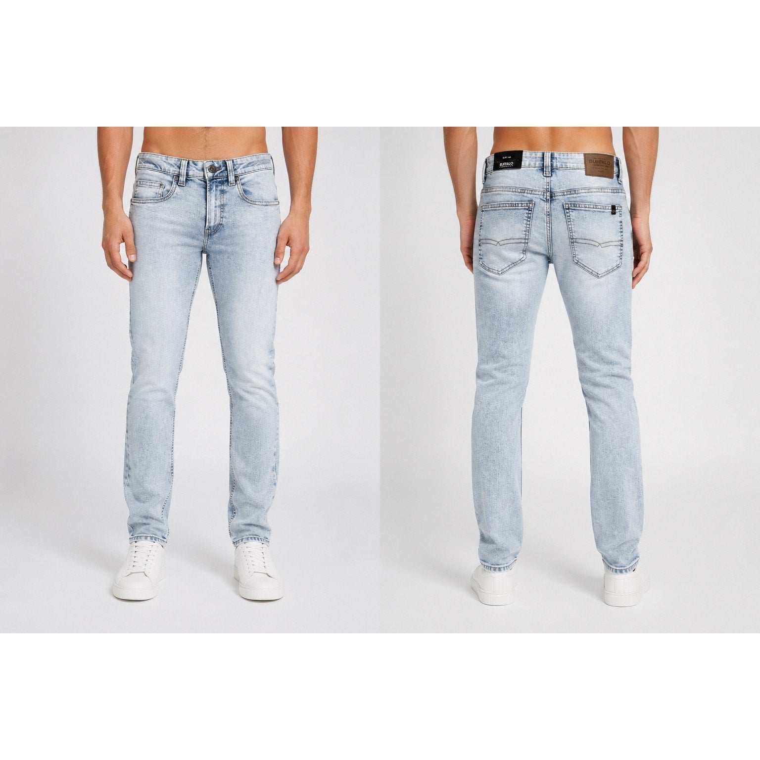 Buffalo David Bitton Slim Ash Stretch Jeans in Bleached and Blasted — Size 30x30