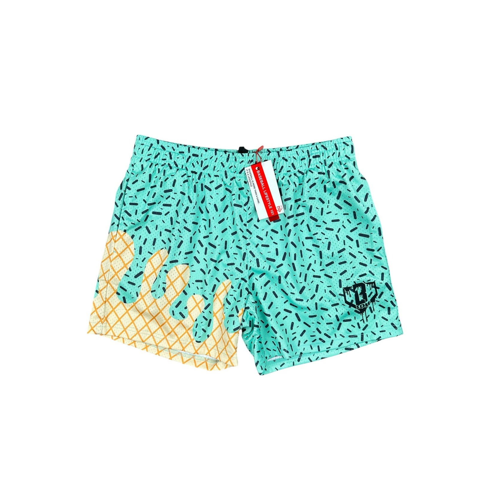 Baseball Lifestyle 101 Ice Cream Mesh Athletic Shorts in Mint Green — Size Medium