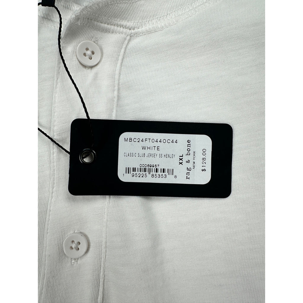Rag & Bone Classic Slub Jersey Short Sleeve Henley in White — Size 2XL