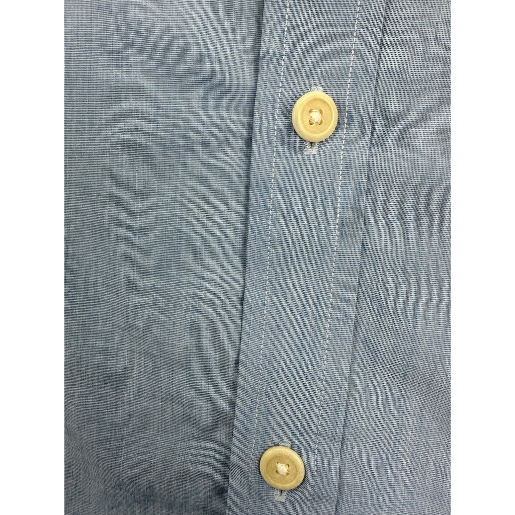 Fred Perry Slim Fit Short Sleeve Button Down in Blue — Size XL // Preowned