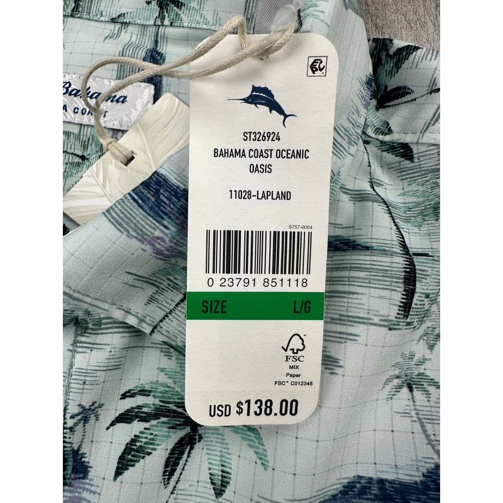 Tommy Bahama Bahama Coast Oceanic Oasis Long Sleeve Shirt in Lapland Green — Size Large