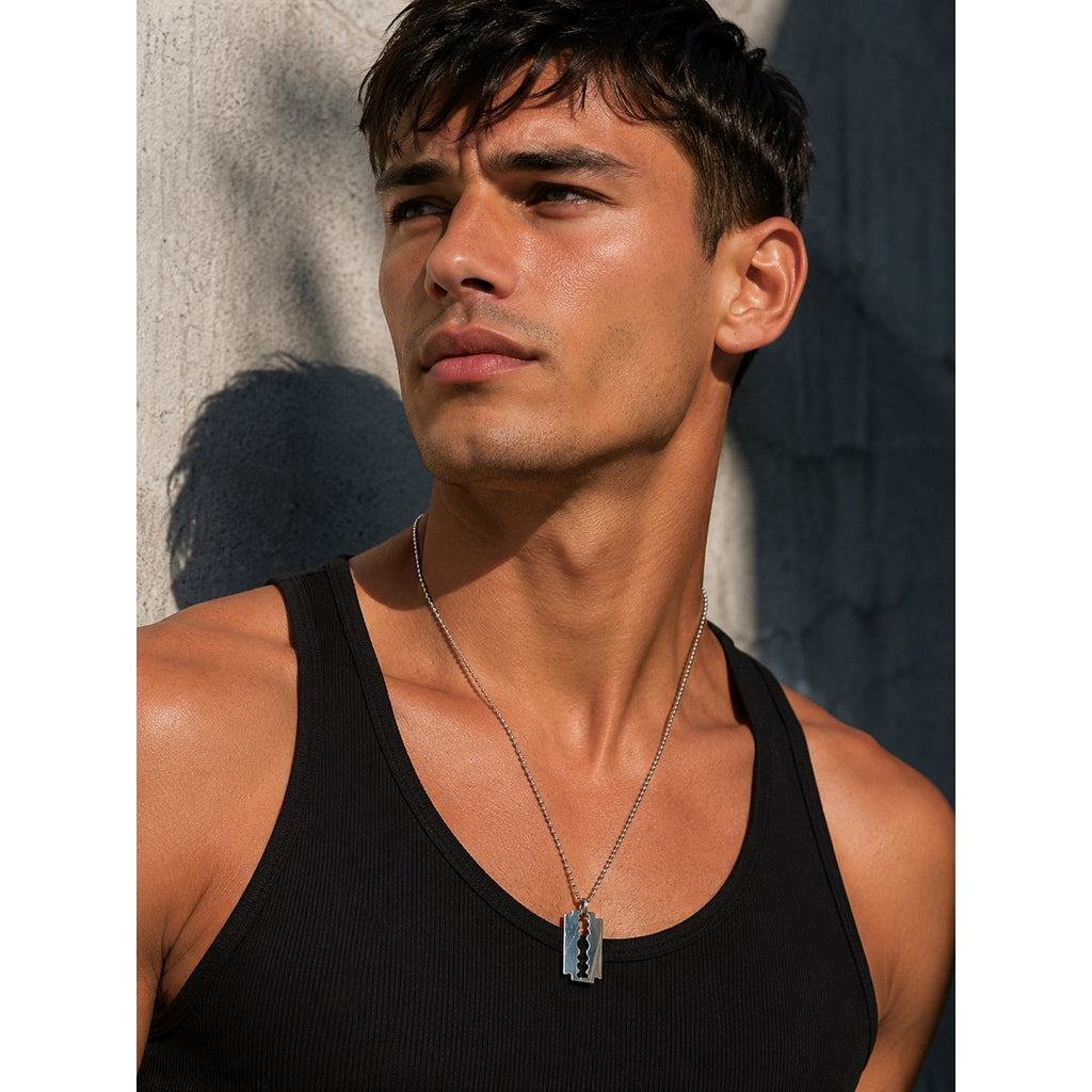 Andrew Christian Razorblade Necklace in Silver — One Size