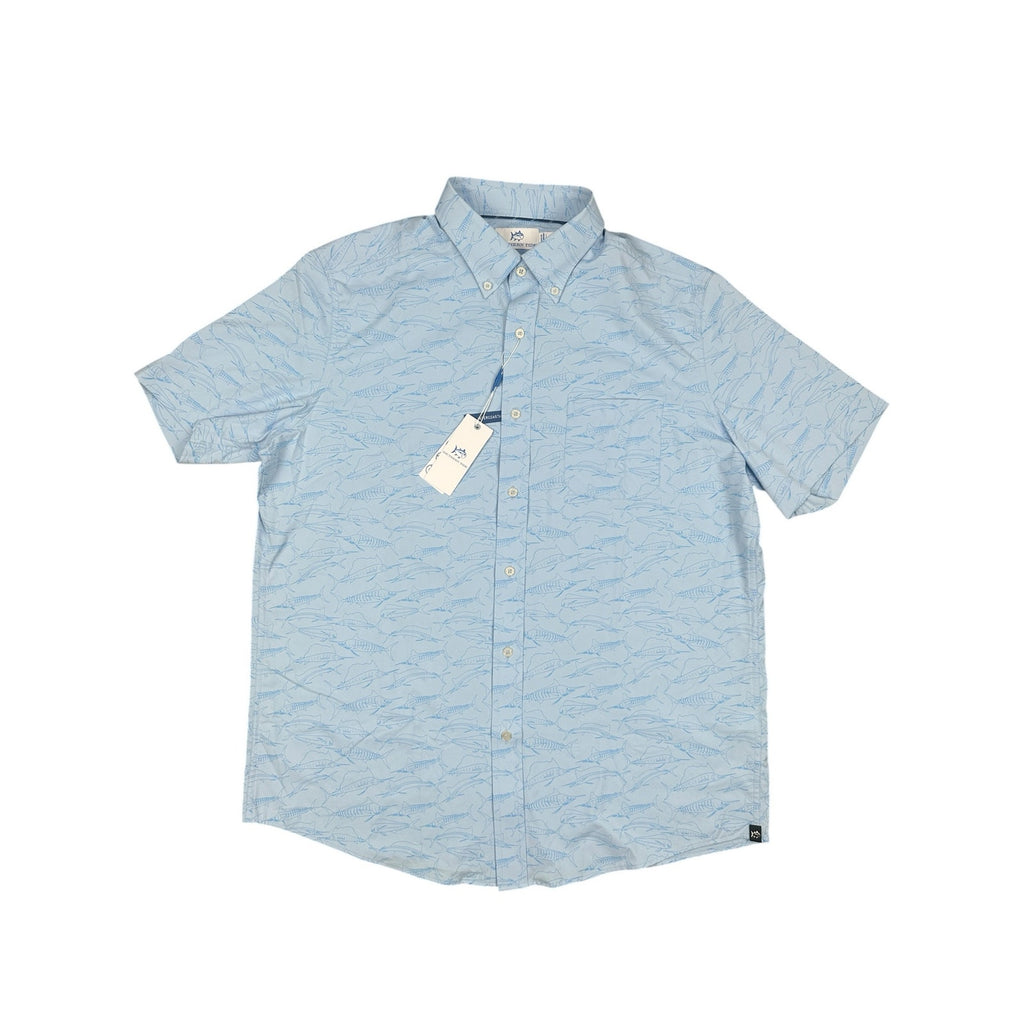 Southern Tide Game Fish Intercoastal Short Sleeve Sport Button Down - Medium