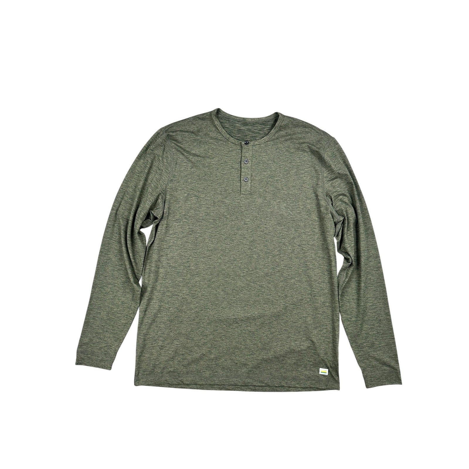 Vuori Ease Performance Long Sleeve Henley in Heather Olive — Size XL // Preowned