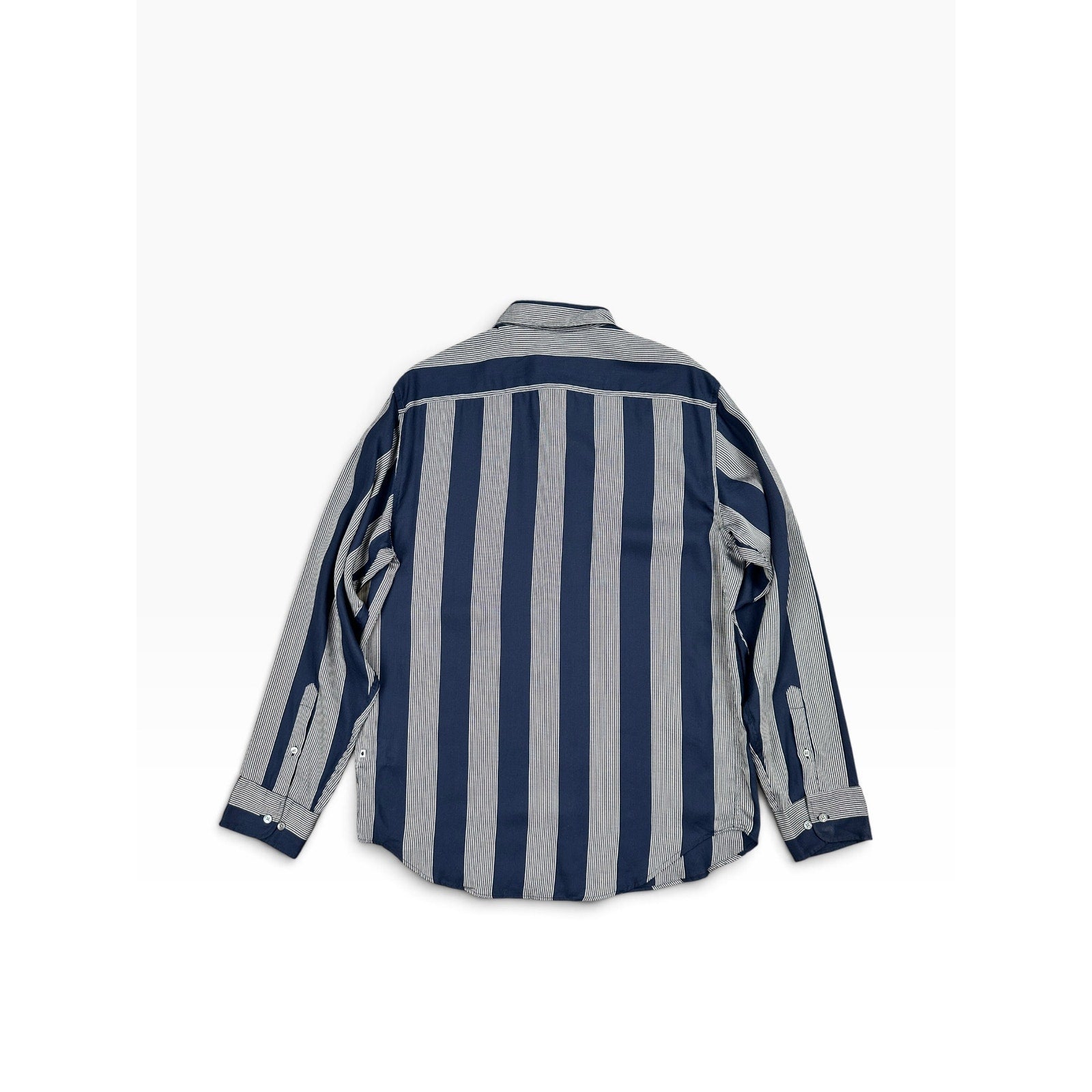 NN07 No Nationality Ericco Stripe Pocket Shirt in Navy, Gray — Size Large // Preowned