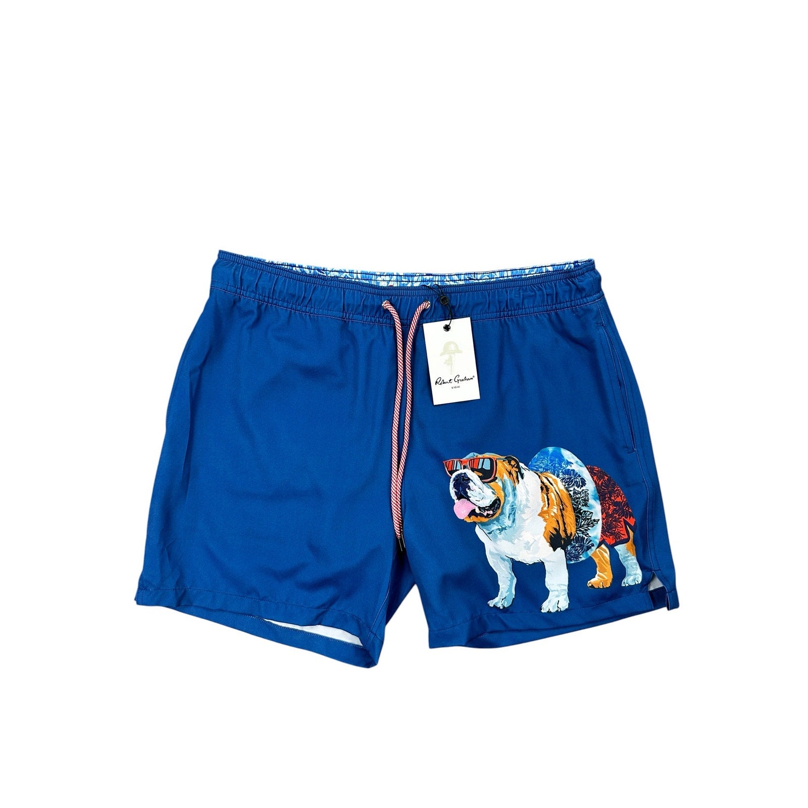 Robert Graham Bulldog Swim Trunks True Blue — Size Medium
