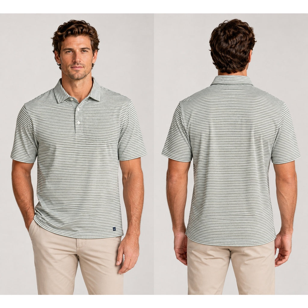 Onward Reserve Echo Stripe Short Sleeve Performance Polo — Size Large // Preowned