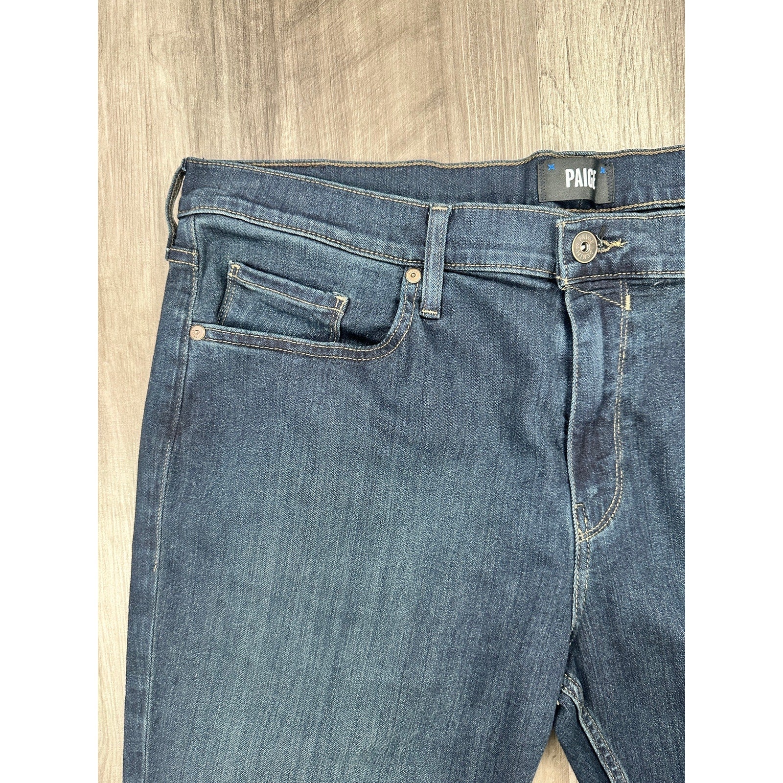 Paige Federal Slim Straight Jeans in Cellar Blue — Size 38 // Preowned