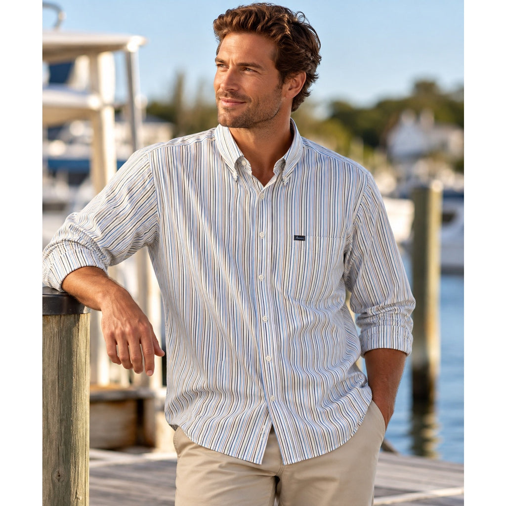Faconnable Striped Long Sleeve Button Down Shirt — Size 2XL // Preowned