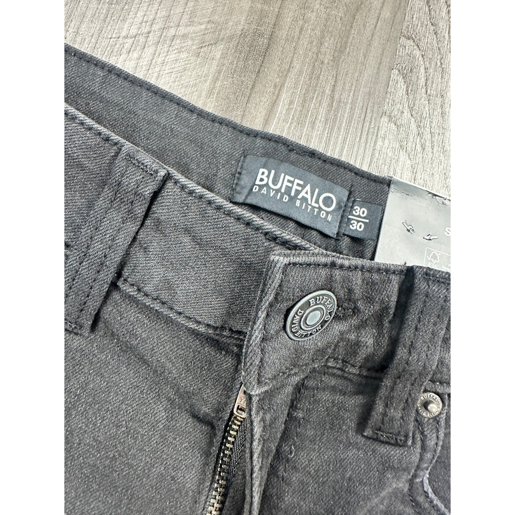 Buffalo David Bitton Ash Slim Stretch Jeans in Black Sanded — Size 30x30