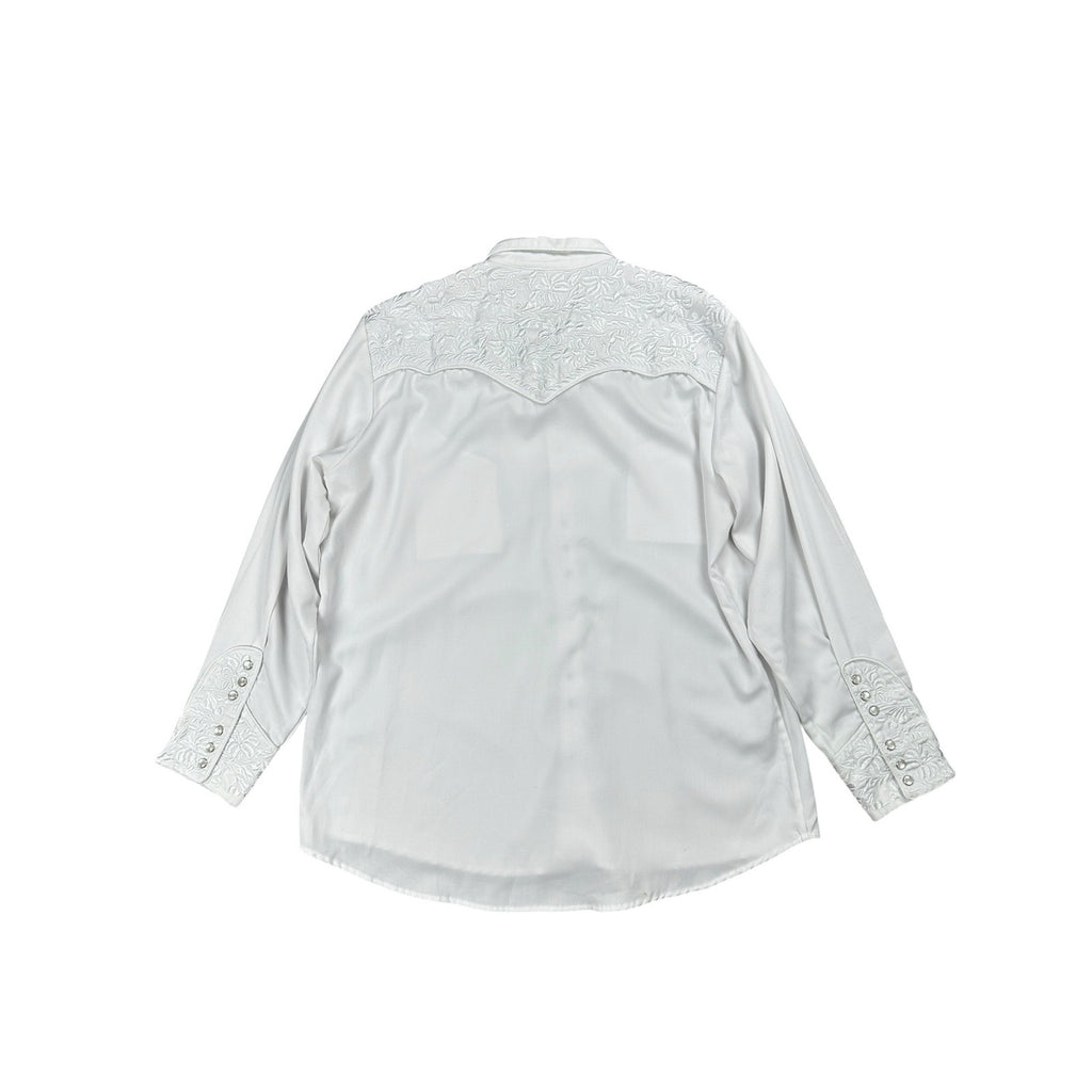 Scully Legends Gunfighter Floral Embroidered Pearl Snap Shirt in White — Size 2XL // Preowned