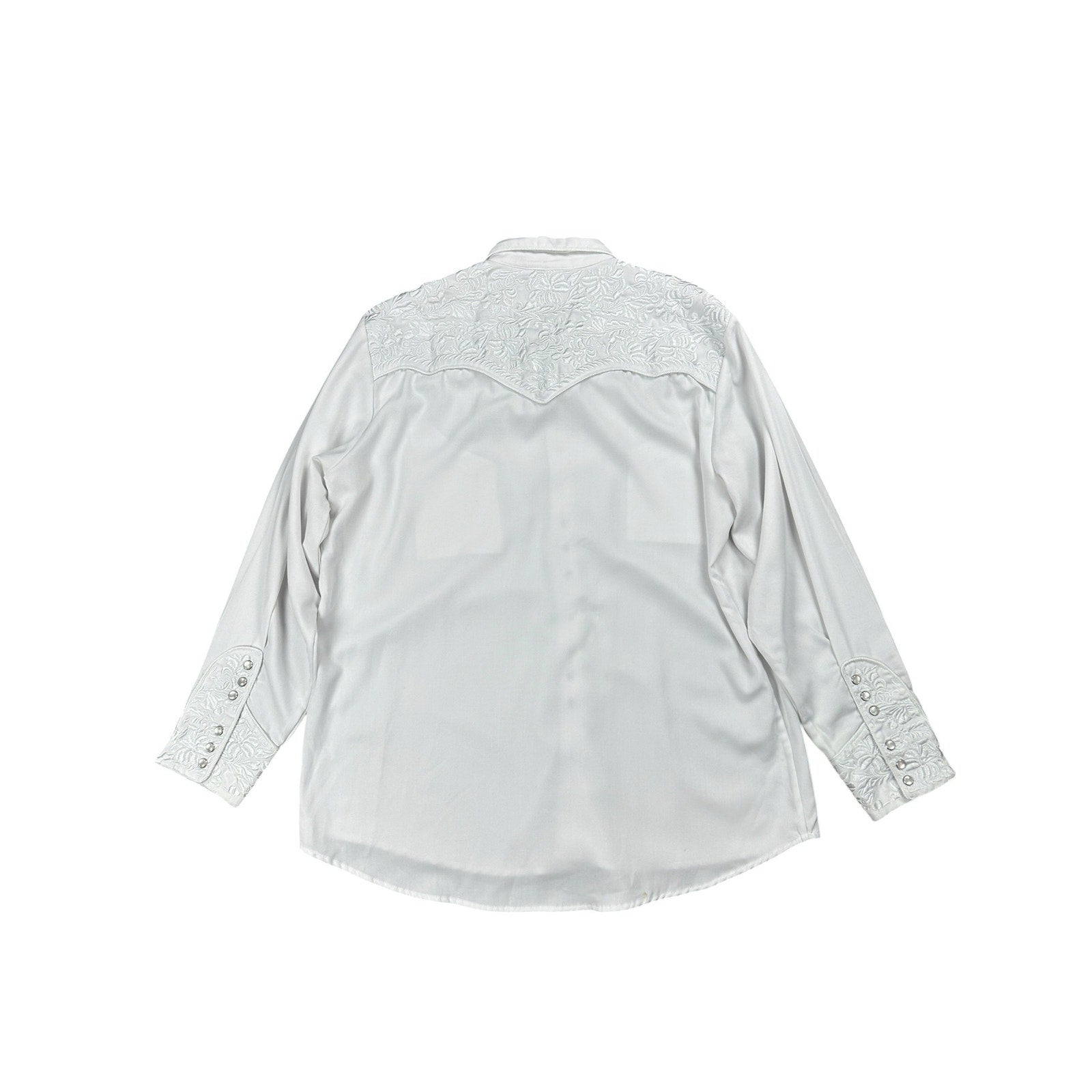 Scully Legends Gunfighter Floral Embroidered Pearl Snap Shirt in White — Size 2XL // Preowned