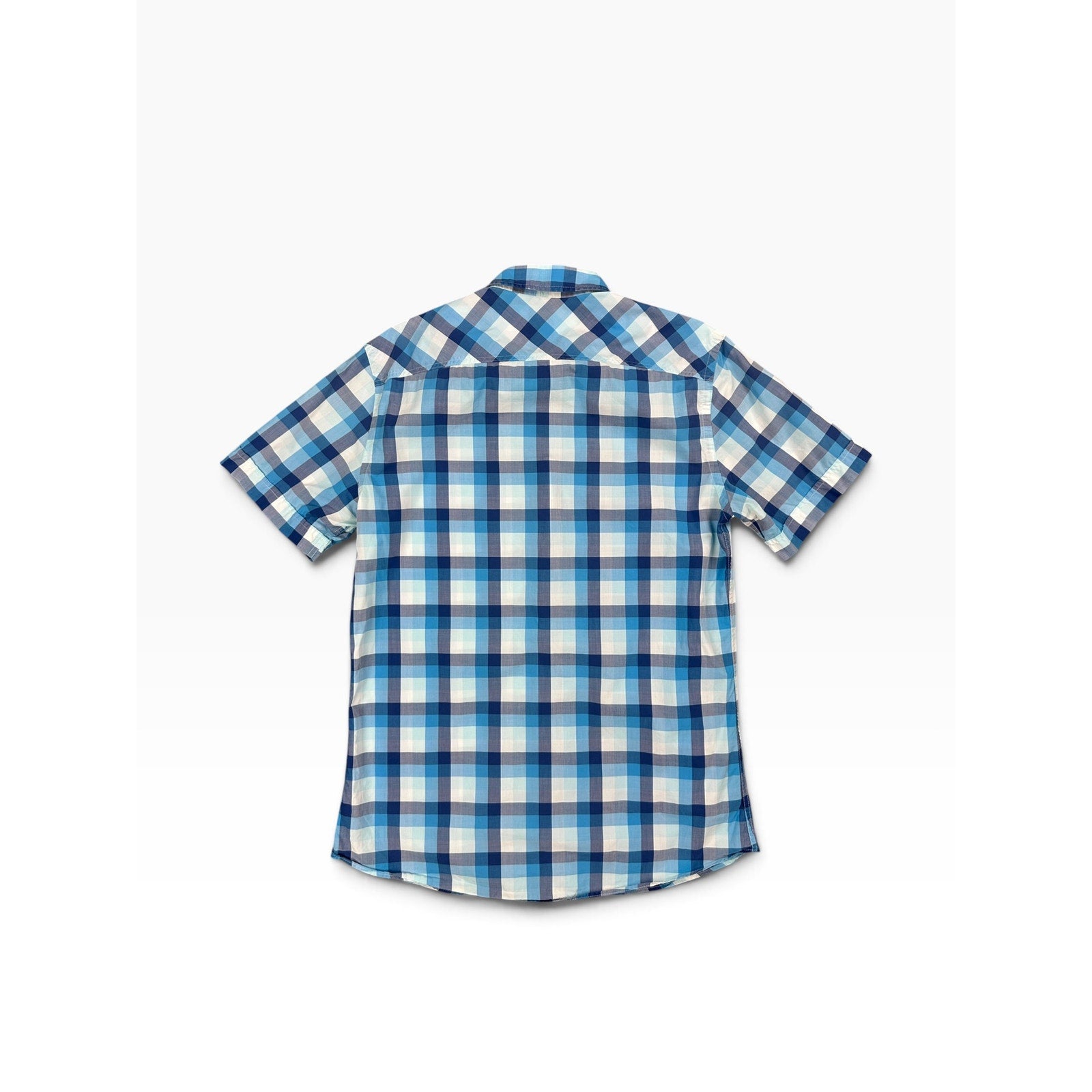 Lacoste Sport Trim Fit Checkered Short Sleeve Shirt in Blue, White — Size 39 (Medium) // Preowned