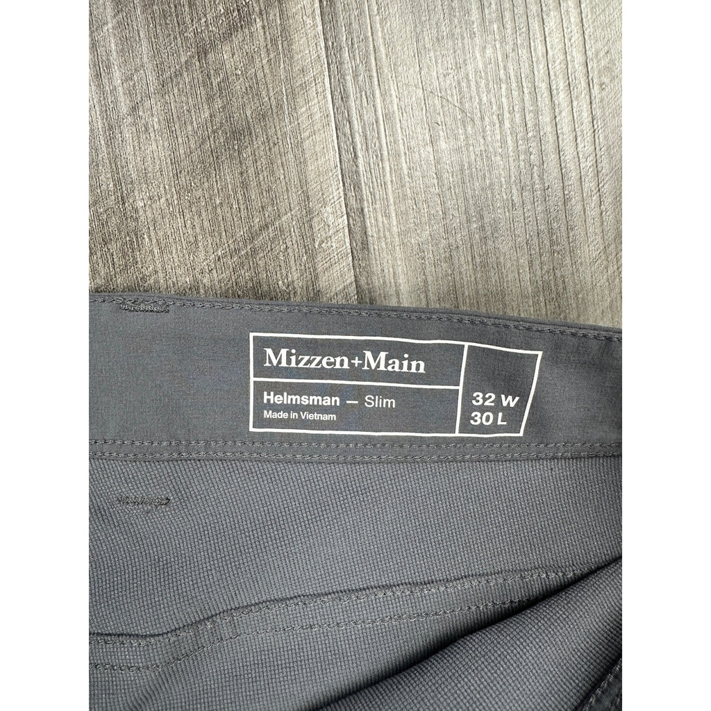 Mizzen+Main Helmsman 5 Pocket Slim Fit Performance Chino Pants in Gray — Size 32x30 // Preowned