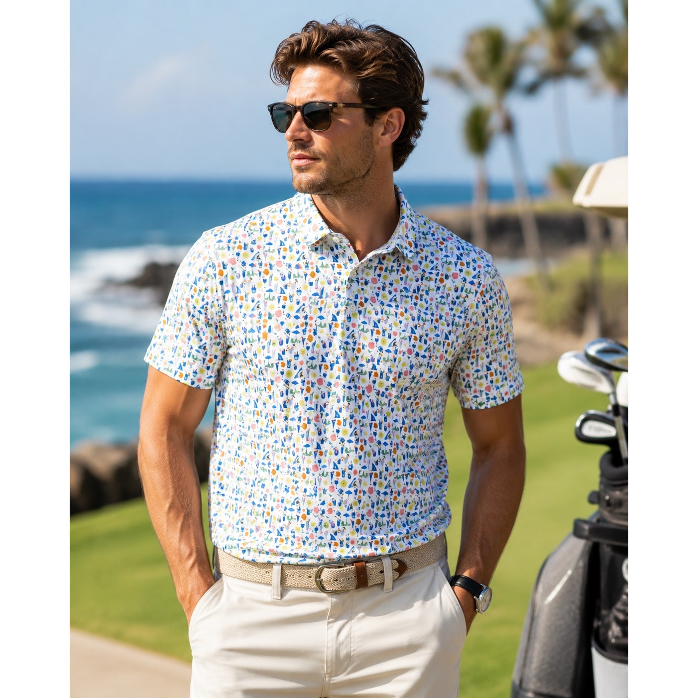 Smith & Quinn Drink or Swim Performance Golf Polo in Smitty Light — Size XL
