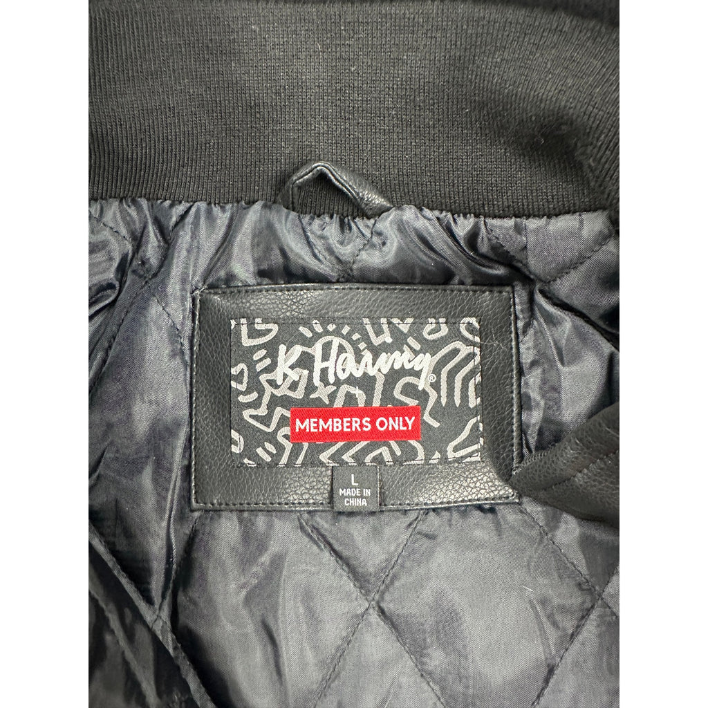 Members Only x Keith Haring Paradise Garage Racing Faux Leather Jacket in Black — Size Large