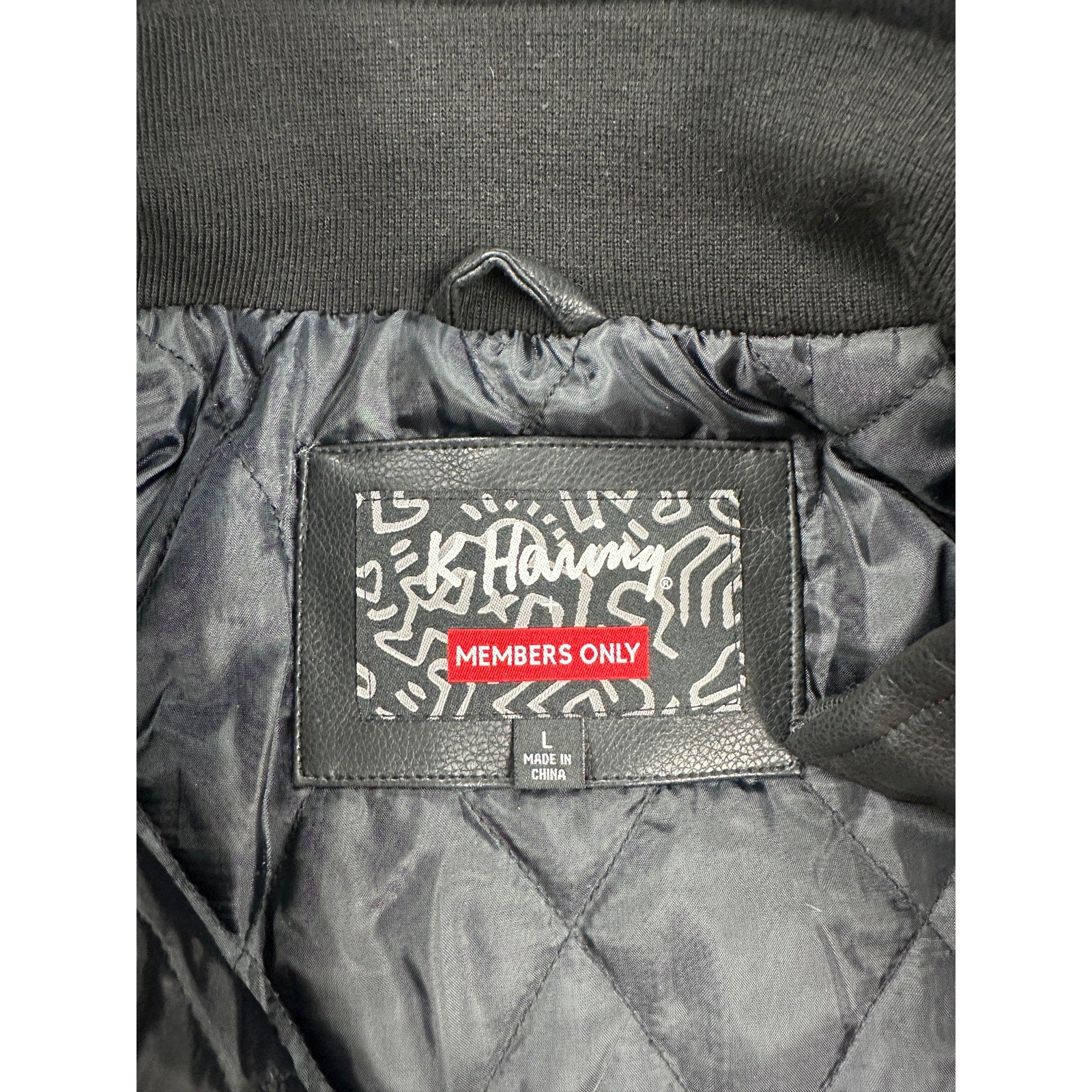 Members Only x Keith Haring Paradise Garage Racing Faux Leather Jacket in Black — Size Large