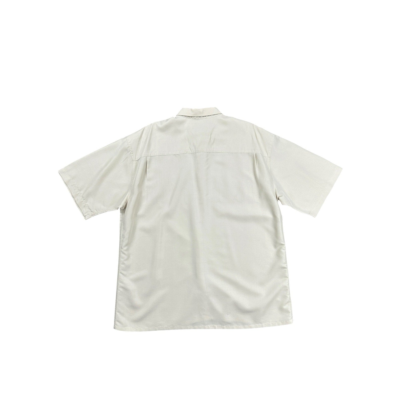 Bamboo Cay Hawaiian Tropical Palms Short Sleeve Button Down in Cream — Size L // Preowned