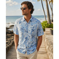 Tommy Bahama Hibiscus Floral Hawaiian Cotton Short Sleeve Camp Shirt in Light Sky Blue — Size Large
