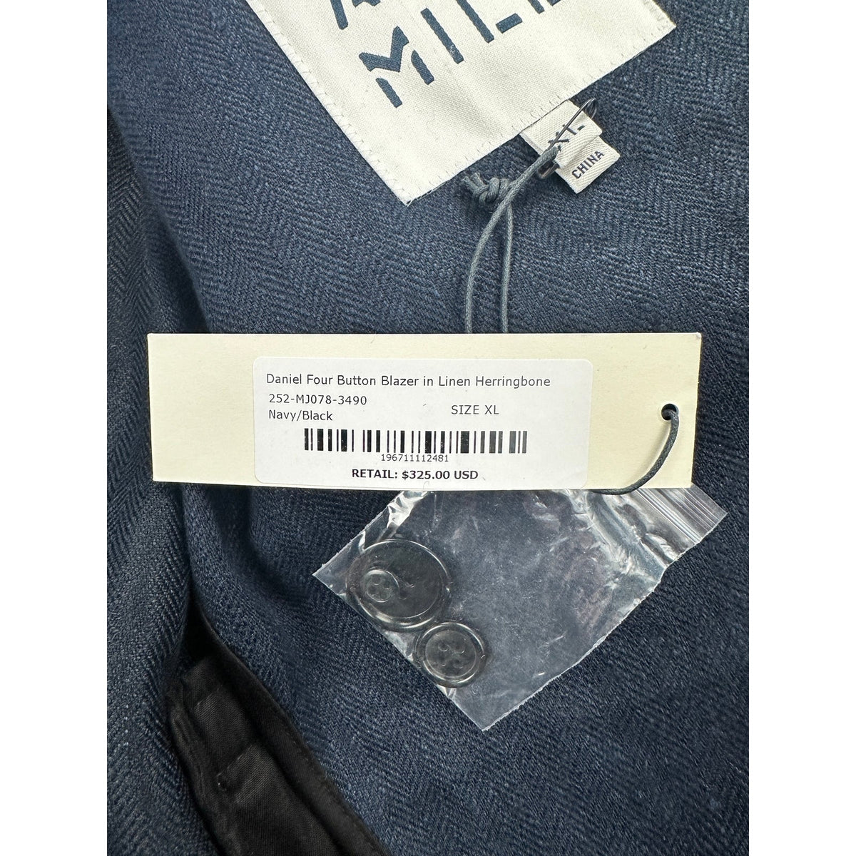 Alex Mill Daniel Four Button Linen Herringbone Blazer — Size XL