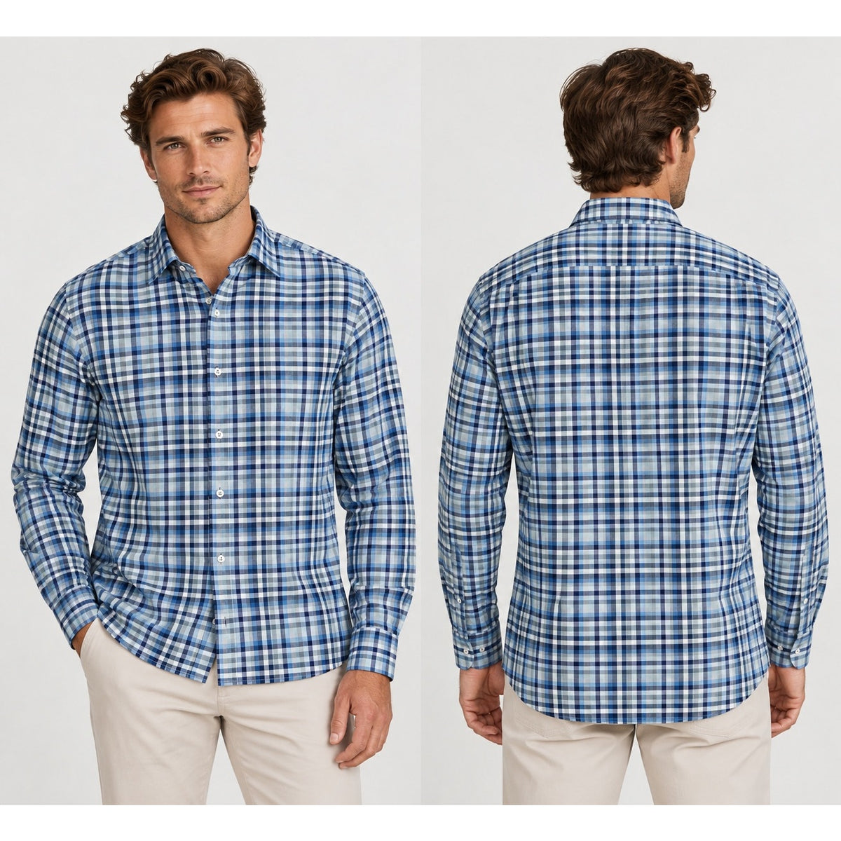 Canali Made in Italy Gingham Checkered Long Sleeve Button Down — Size 2XL // Preowned