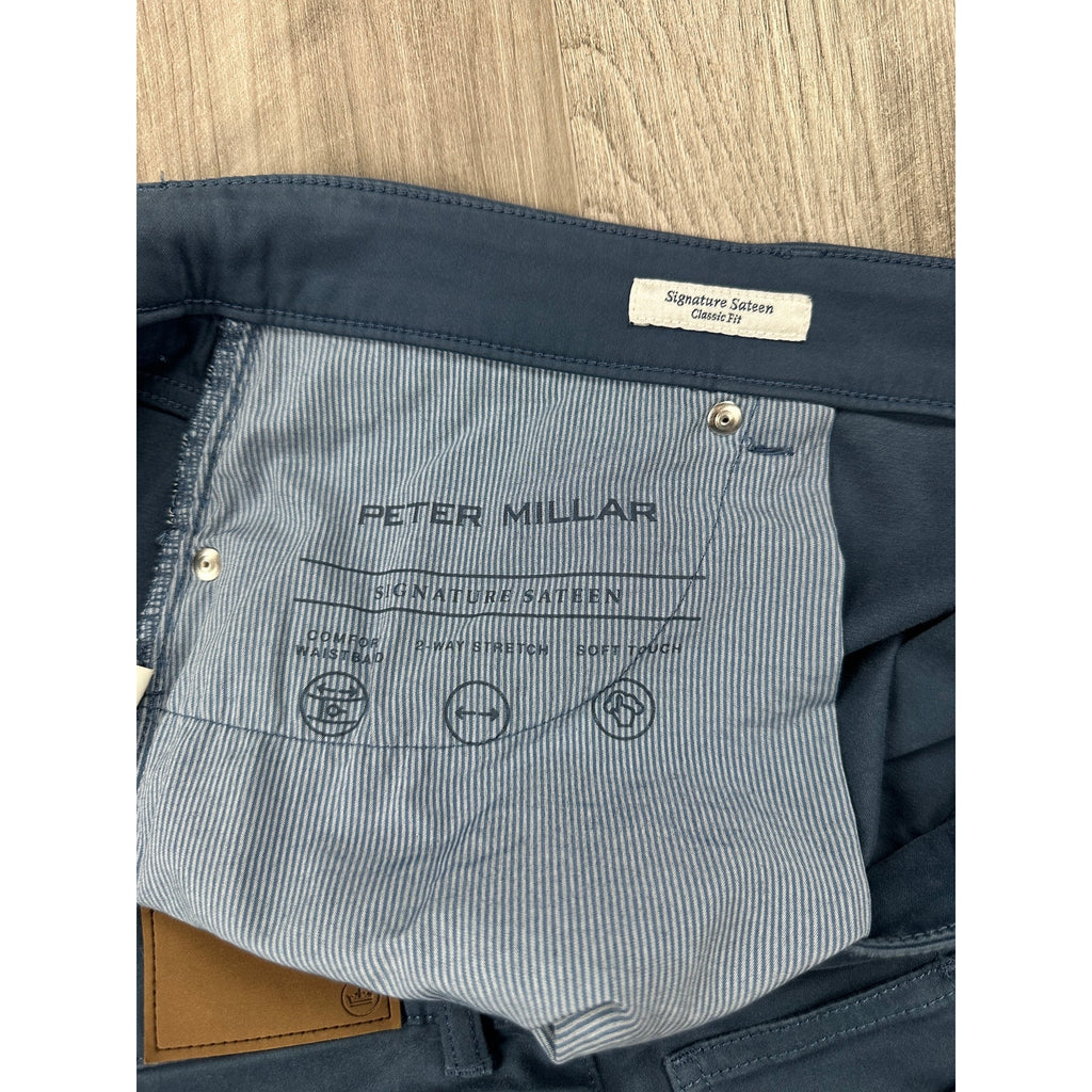 Peter Millar Signature Sateen Classic Fit 5 Pocket Pants in Blue — Size 40x32 // Preowned
