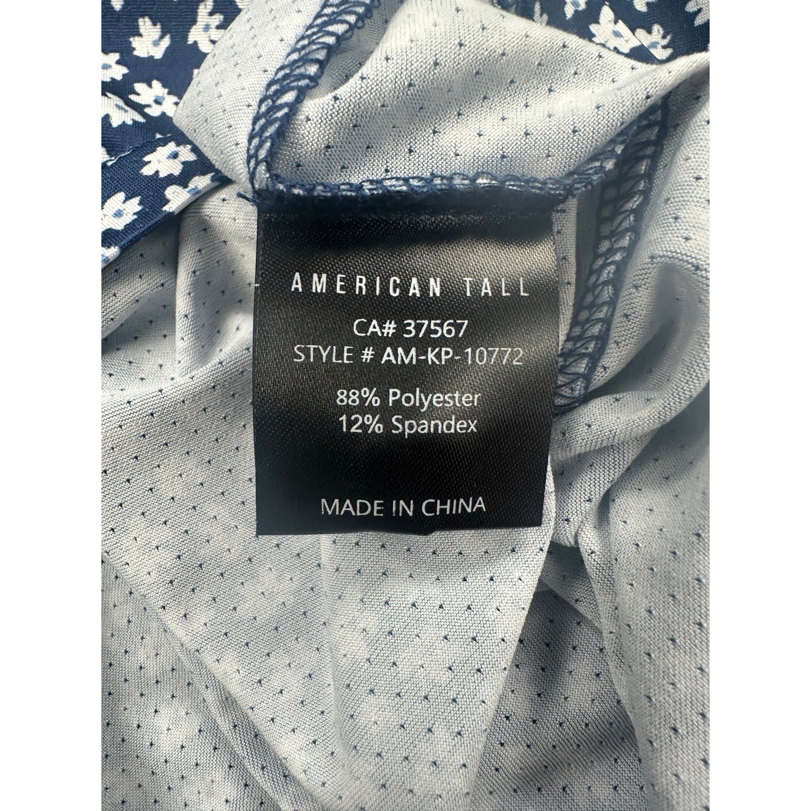 American Tall Floral Mesh Performance Polo in Navy, Blue, White — Size Small // Preowned