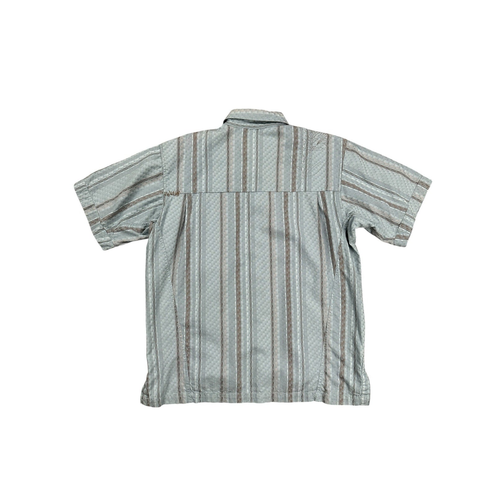 Mountain Hardwear Short Sleeve Geo Striped Button Down in Gray Multi — Size Large // Preowned