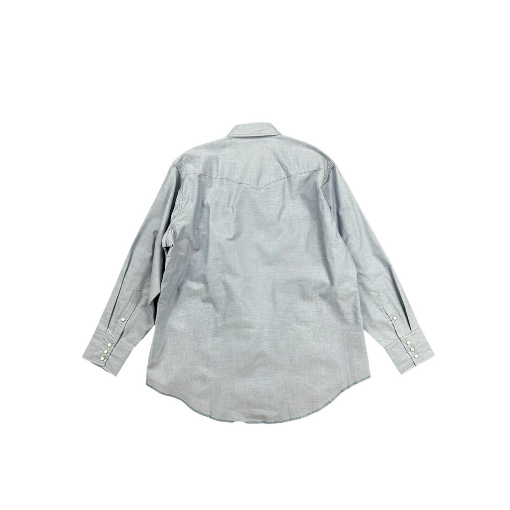 Wrangler Cowboy Cut Work Chambray Long Sleeve Pearl Snap Button Down in Light Blue Chambray — Size 17x34 (XL)