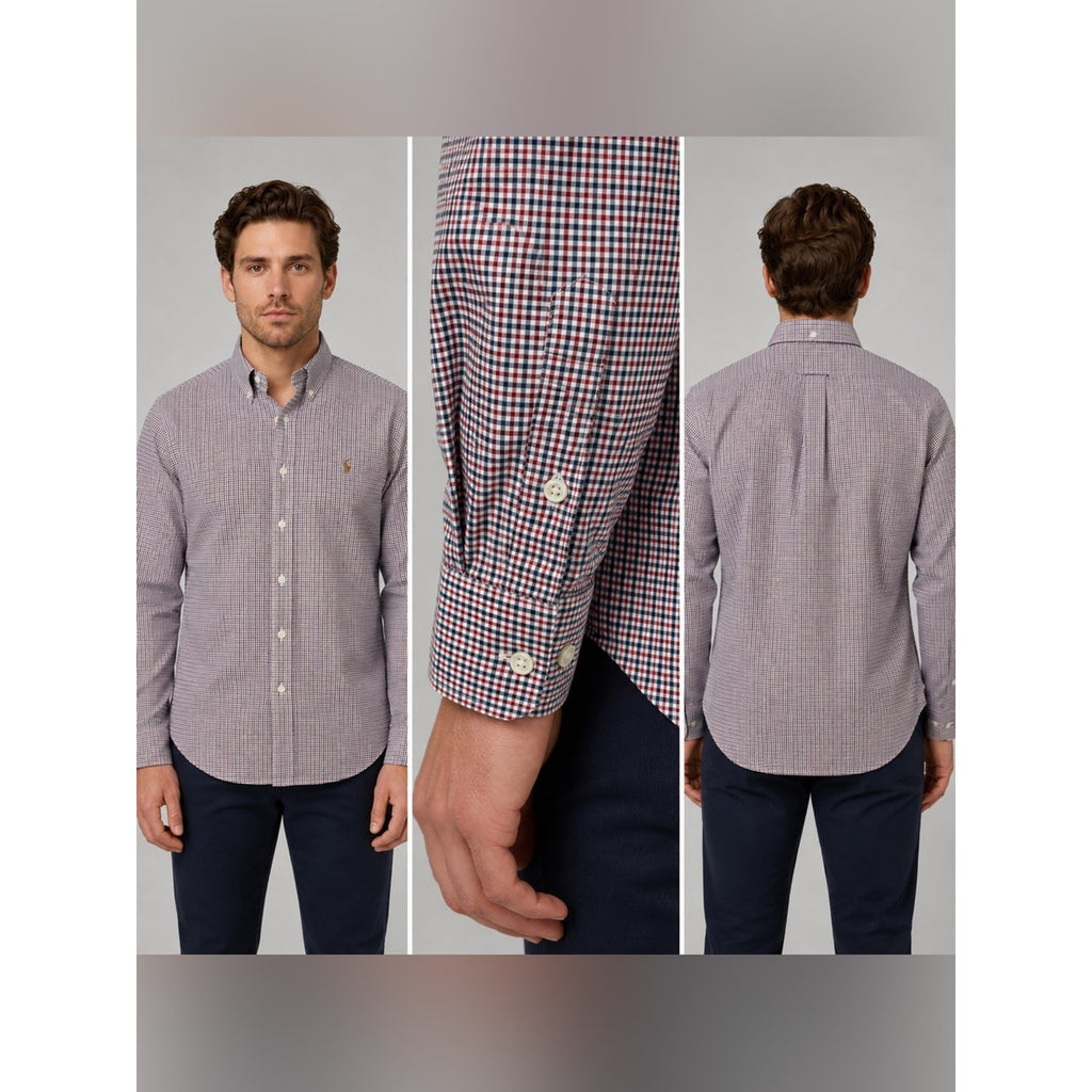 Ralph Lauren Slim Fit Cotton Stretch Plaid Long Sleeve Button Down - Medium