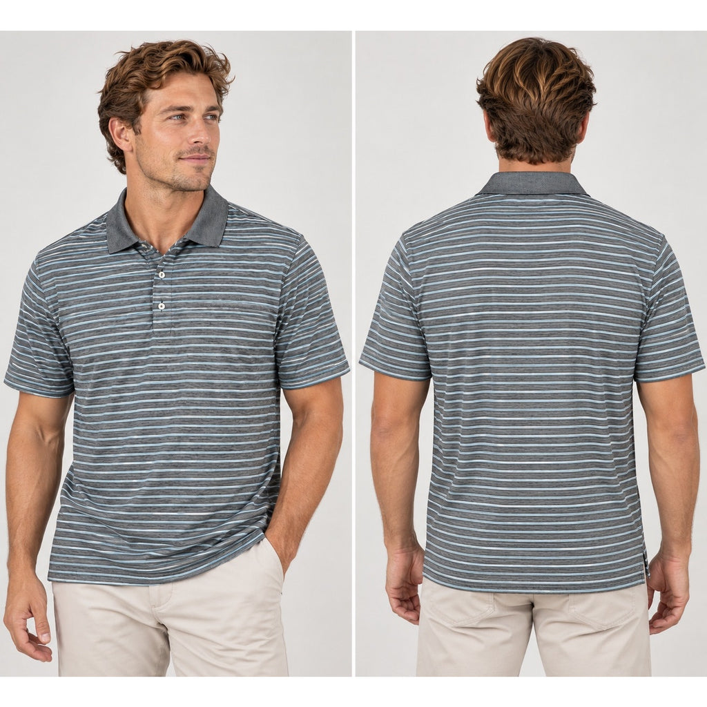 Peter Millar Cotton Jersey Knit Striped Polo — Size Medium // Preowned