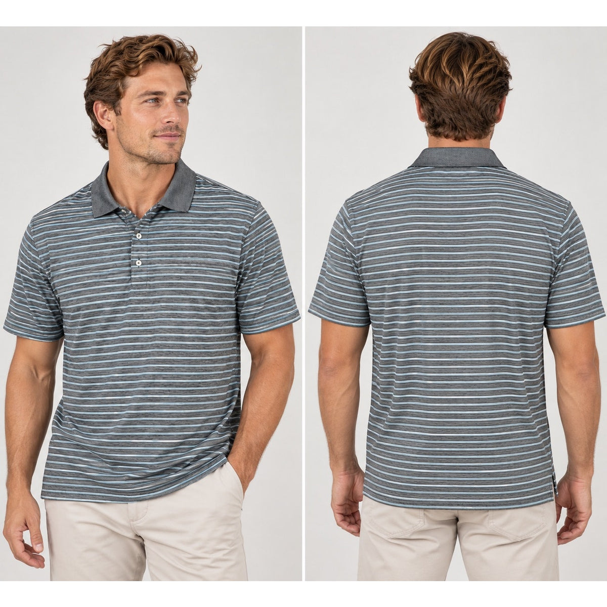 Peter Millar Cotton Jersey Knit Striped Polo — Size Medium // Preowned