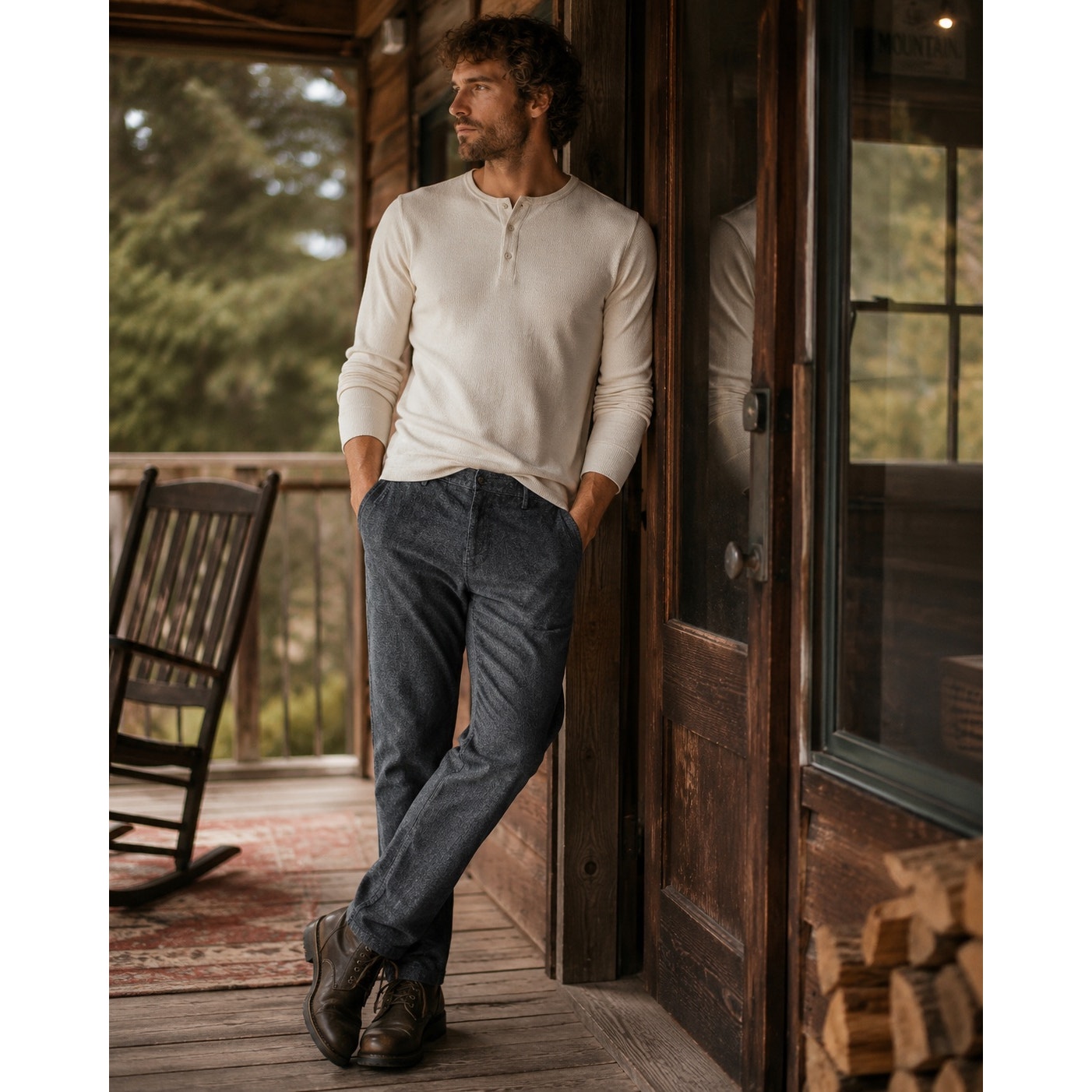 AG Adriano Goldschmied The Marshall Slim Chino Moleskin Pants in Heather Black — Size 38R // Preowned