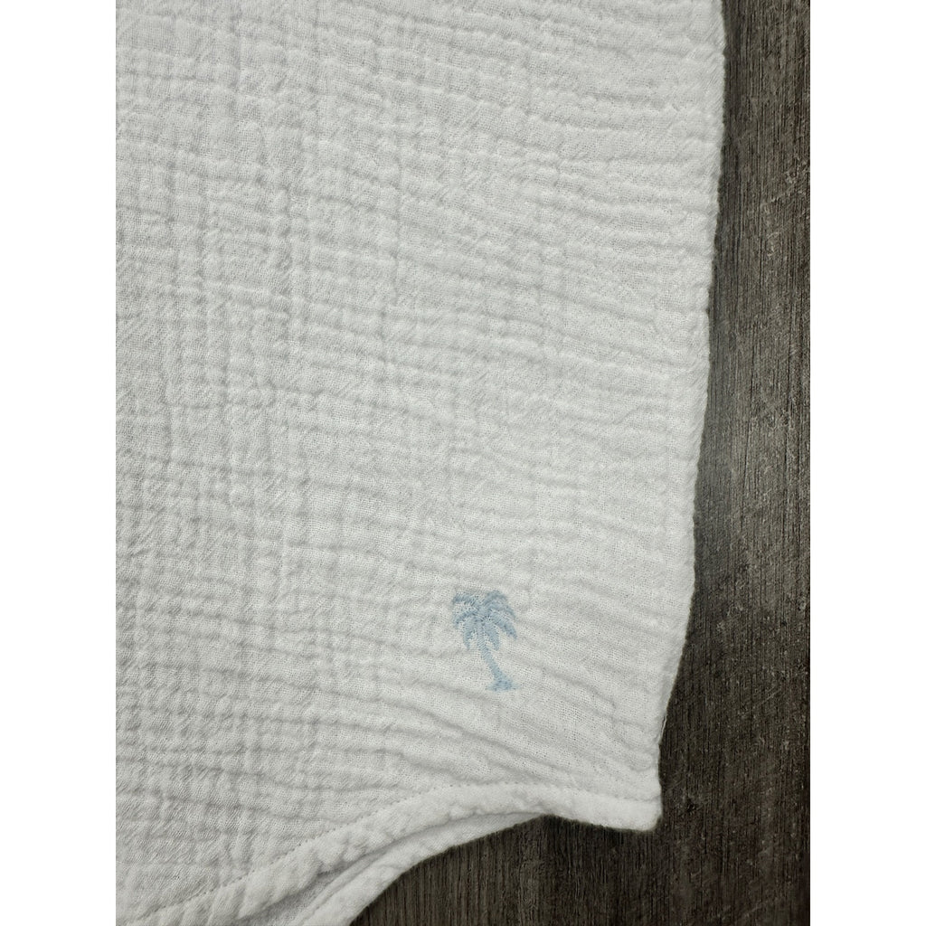 Tommy Bahama Indigo Palms Beachside Cruiser Cotton Gauze Short Sleeve Button Down in White — Size 2XL