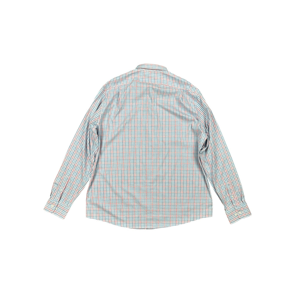 Johnnie-O Han Everyday Performance Long Sleeve Button Down in White with Pink, Navy and Blue — Size XL