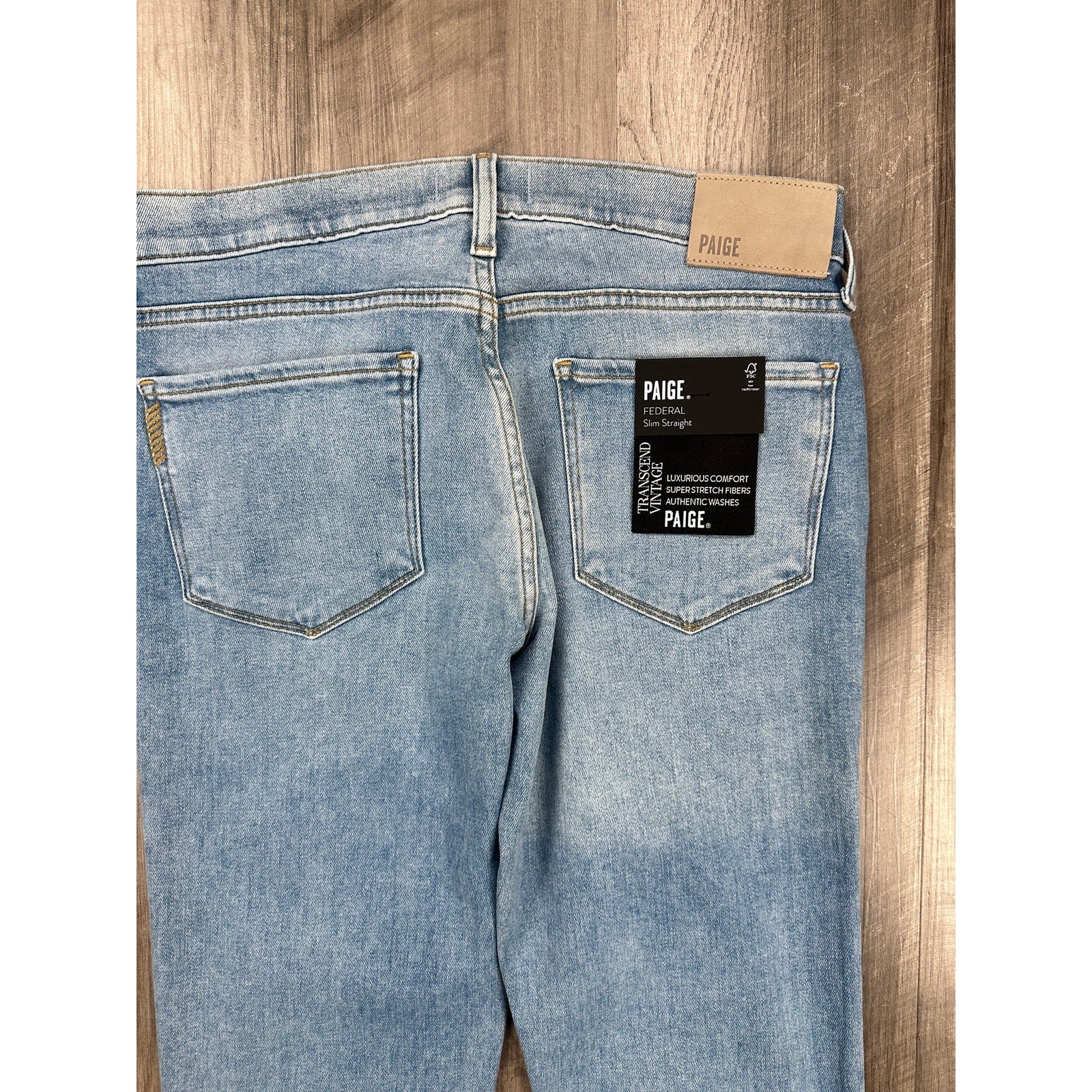 Paige Transcend Vintage Federal Nielson Slim Straight Jean in Nielson Blue — Size 29