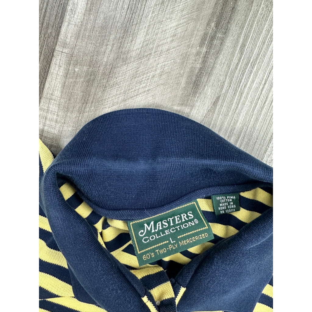 Masters Collection 60's Two Ply Mercerized Striped Classic Pique Polo — Size Large // Preowned