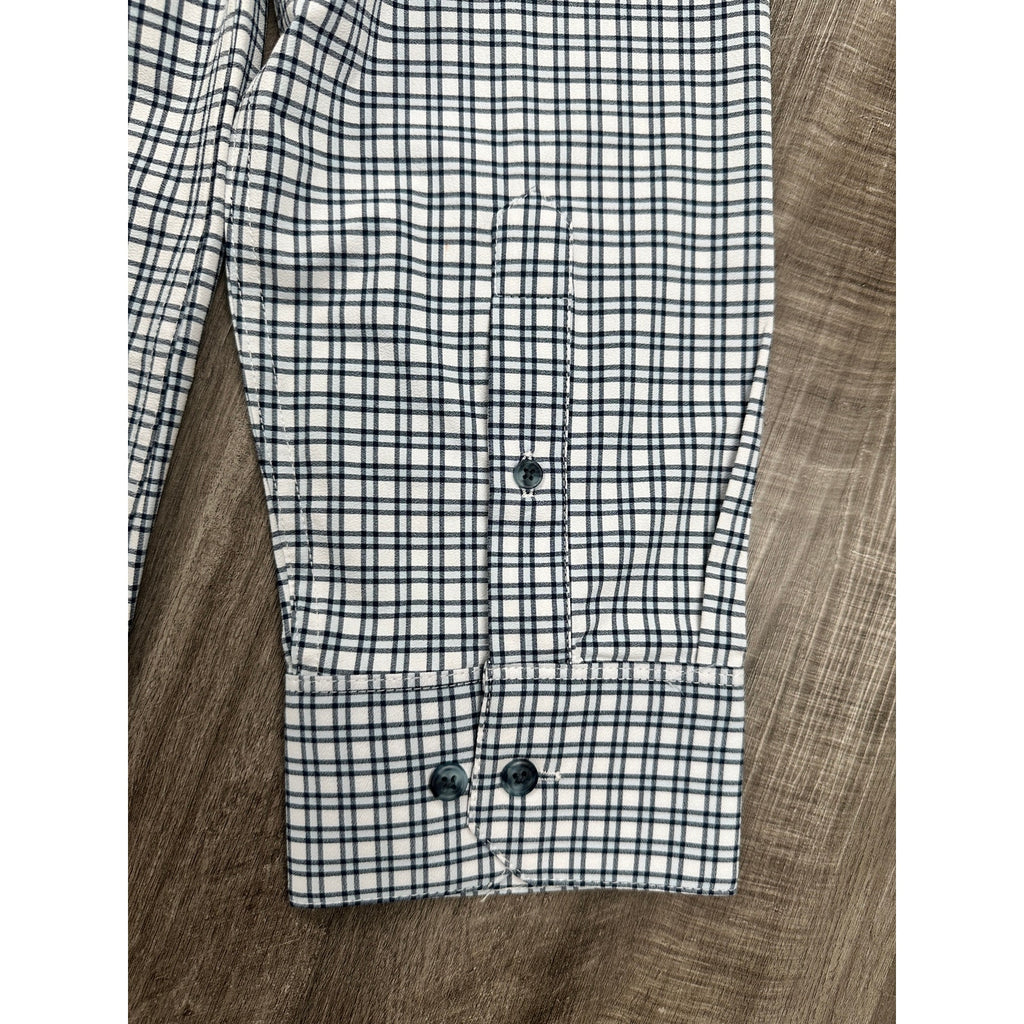 Mizzen+Main Monaco Trim Plaid Performance Long Sleeve Button Down in Navy Light Blue White — Size 2XL // Preowned