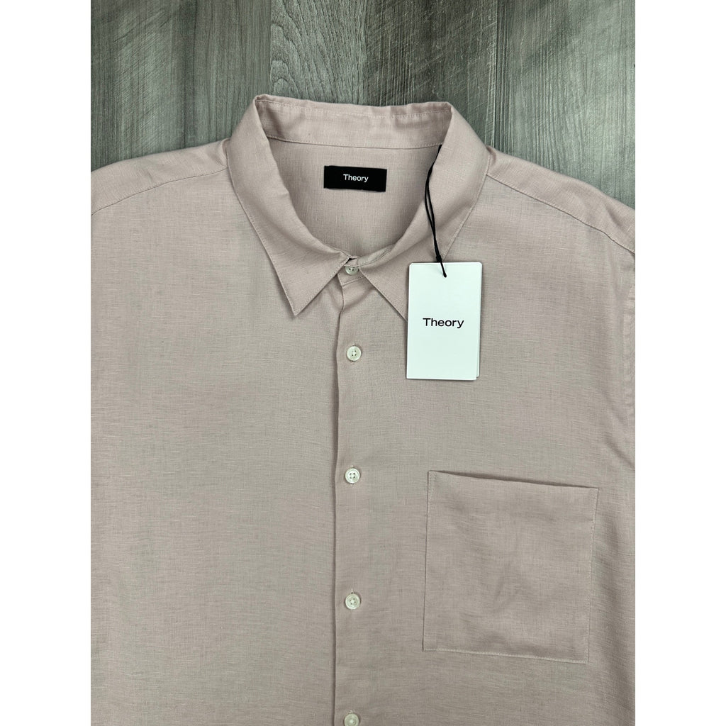 Theory Irving PA Precise Linen 2 Long Sleeve Button Down Shirt — Size 2XL