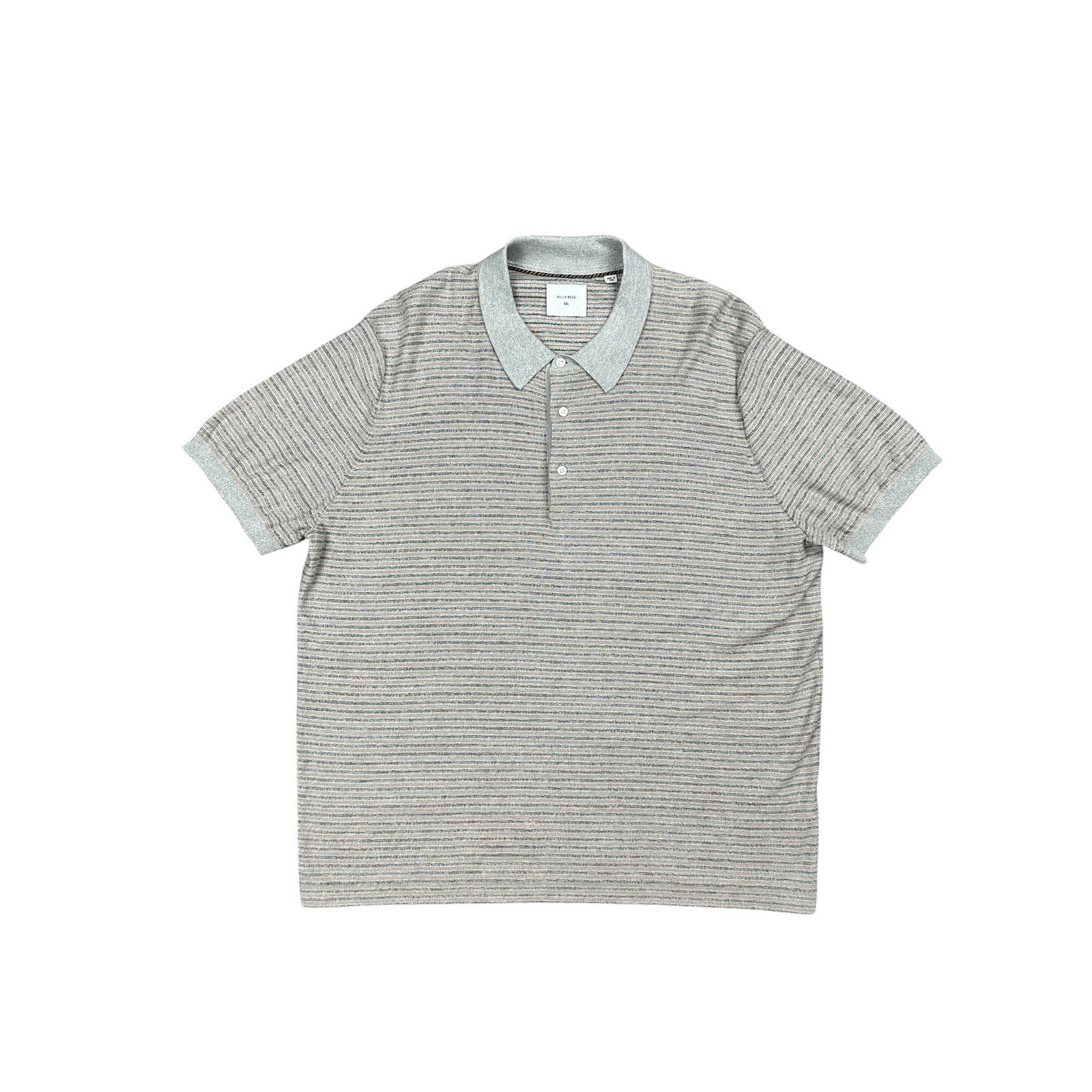 Billy Reid Vintage Striped Sweater Polo in Gray — Size 2XL